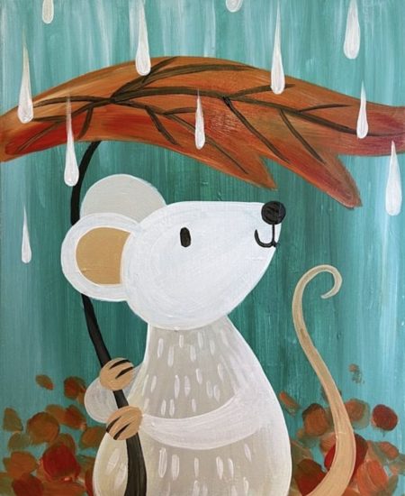 Mouse under Leaf painting Creative Juices October